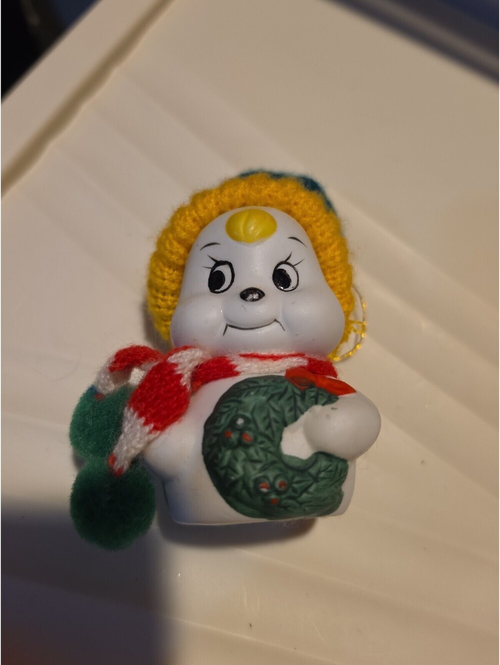 Vintage Giftco Gift Co Christmas Snowman Ornament And  Bell.